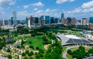 Sustainable Cityscape Of Modern Austin Texas Skyline With Solar And Picture Id1317279518