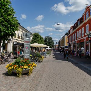 Pedestrian Street In The City Centre Of Vaxjo Sweden