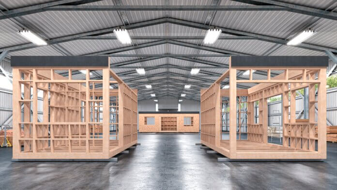 Assembly Shop Of Modular Houses With Ready Made And Unfinished 3d Lower Construction Emissions With Modular Homes